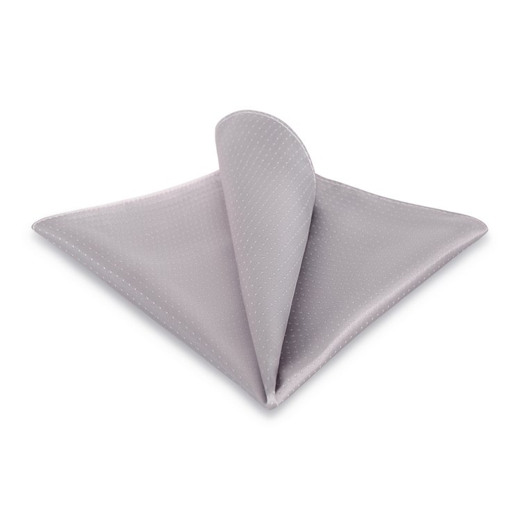 lavender silk pocket square with white pin dots
