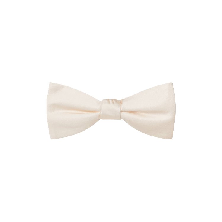 cream solid silk bow tie