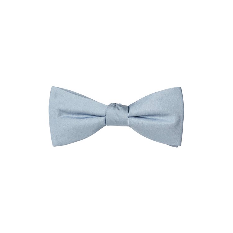 light blue solid silk bow tie