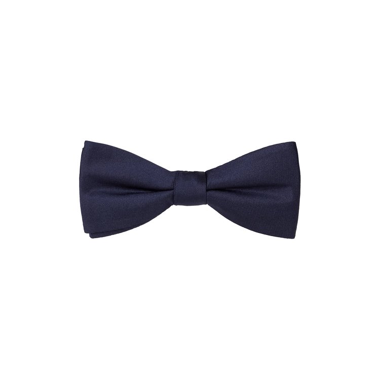 navy solid silk bow tie
