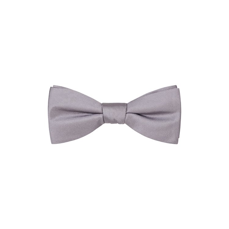 silver solid silk bow tie