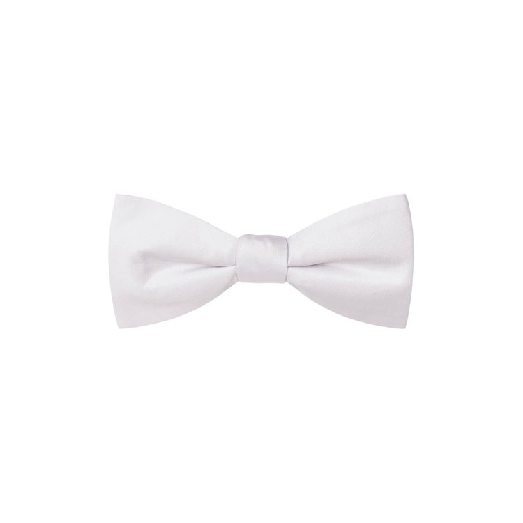 white solid silk bow tie