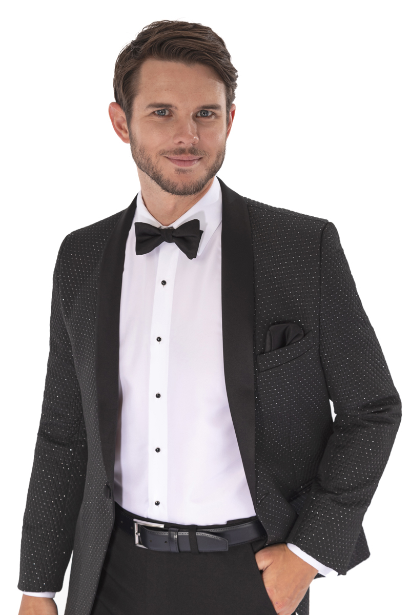Black Metallic Diamond Weave Dinner Jacket