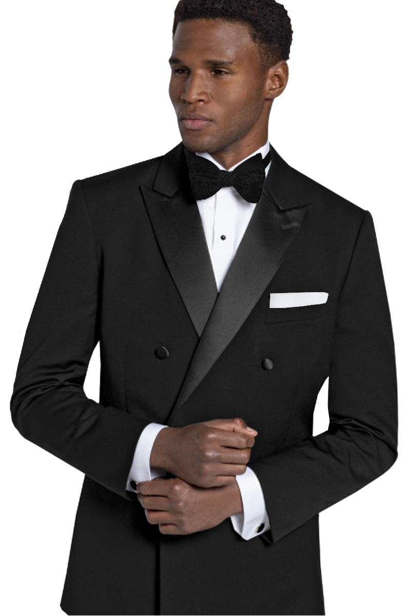 Black Ike Behar super 120's wool 6 on 2 double breasted tuxedo