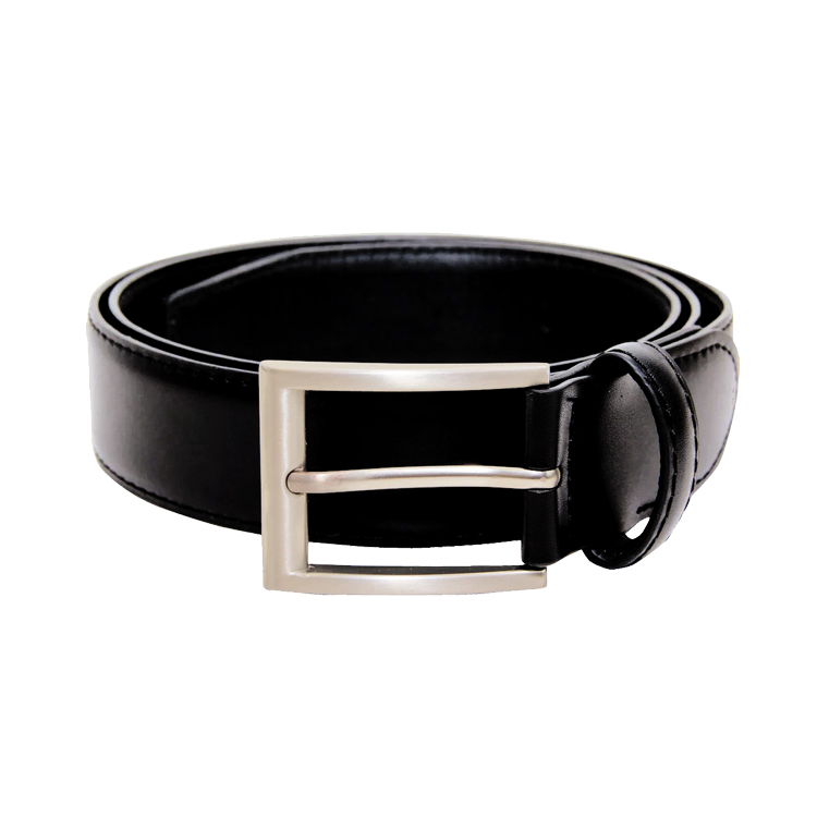 Black Dress Belt with silver tone buckle