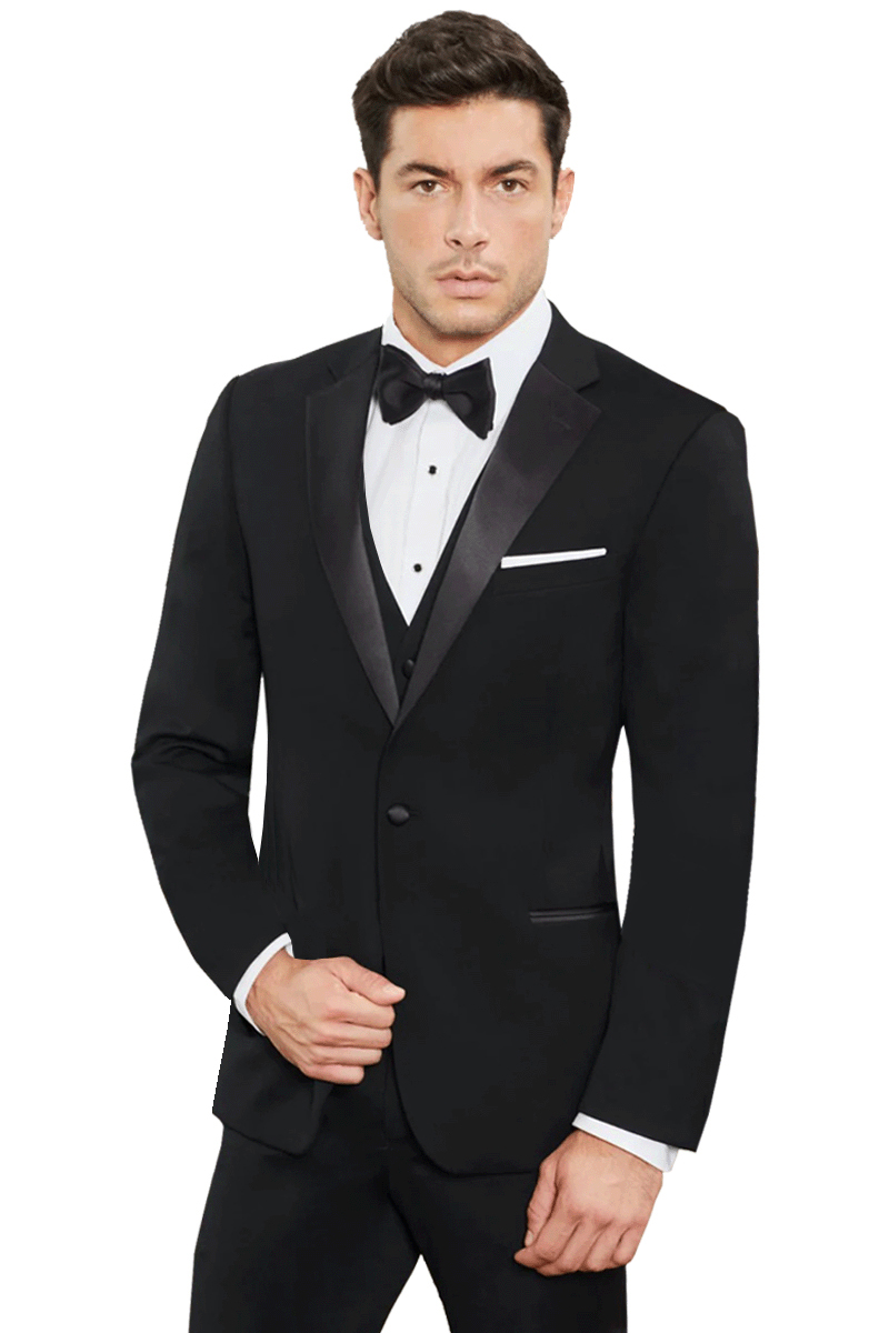 black slim fit one button notch collar tuxedo