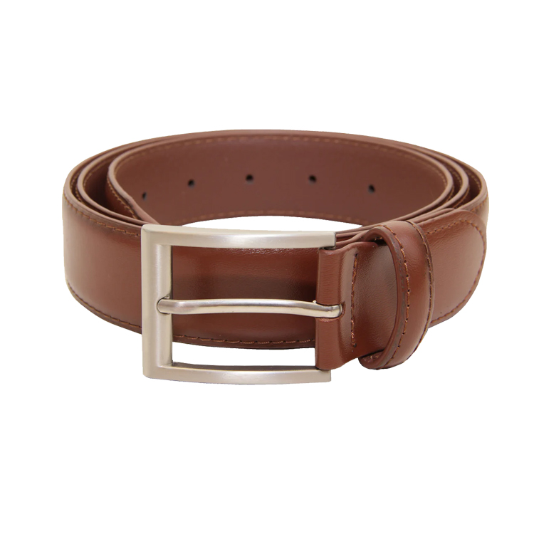 Tan Dress belt with silver tone buckle