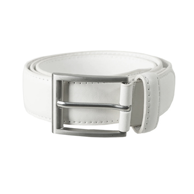 White Dress Belt with silver tone buckle